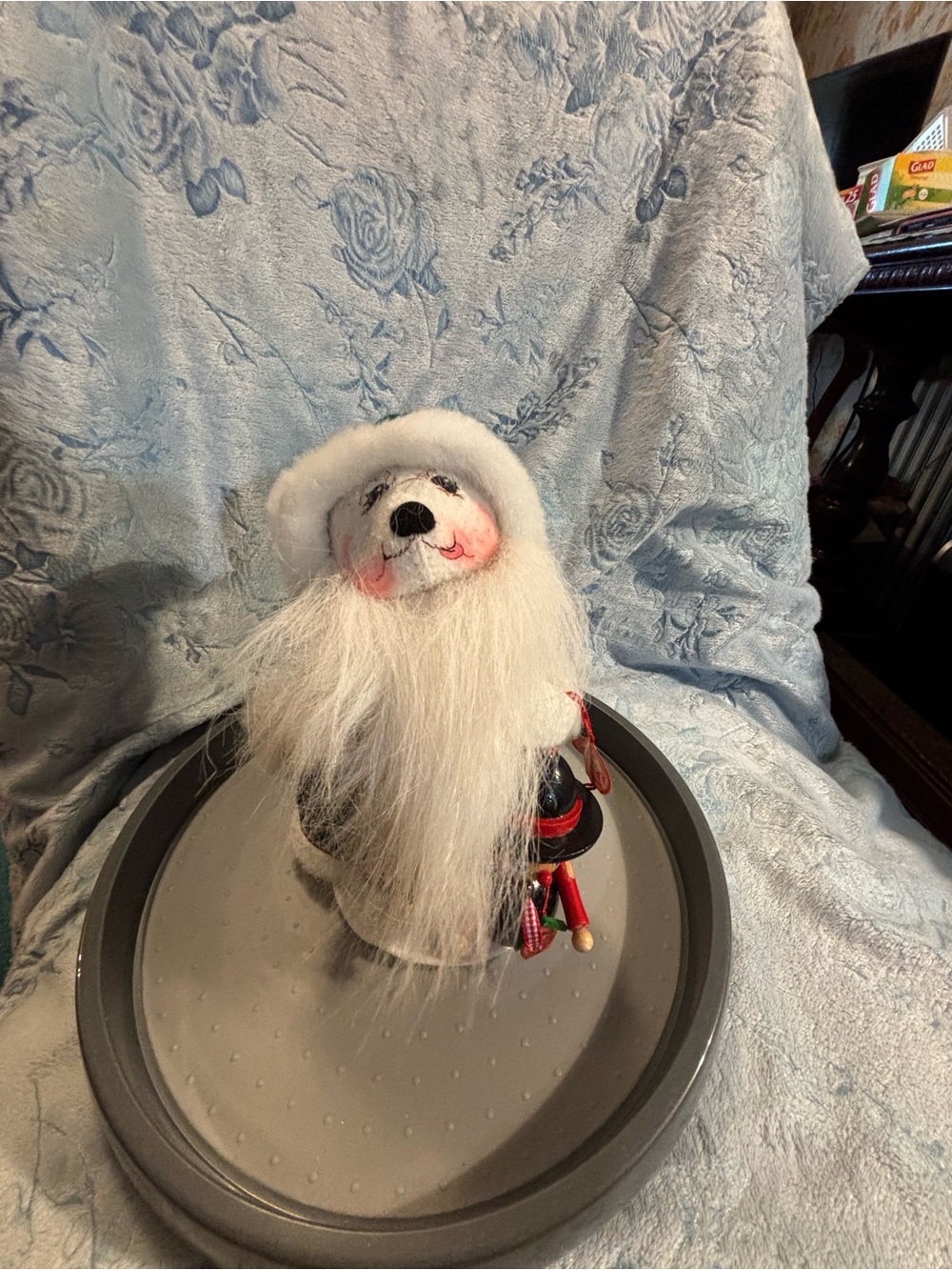 Annalee White Bearded Santa Figurine with Steinbach Nutcracker